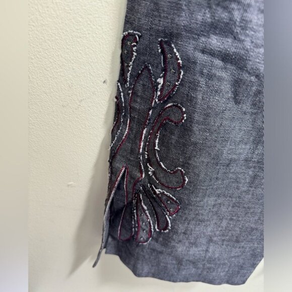 Kenneth Cole Vintage Y2K Embroidered Slit Flare Straight Leg Jean Pant Pocket 10 - Picture 4 of 16